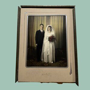 Vintage Marion Fawdrey Wedding Photo Portrait 8.5" x 11" Hand Colored B & W Mat